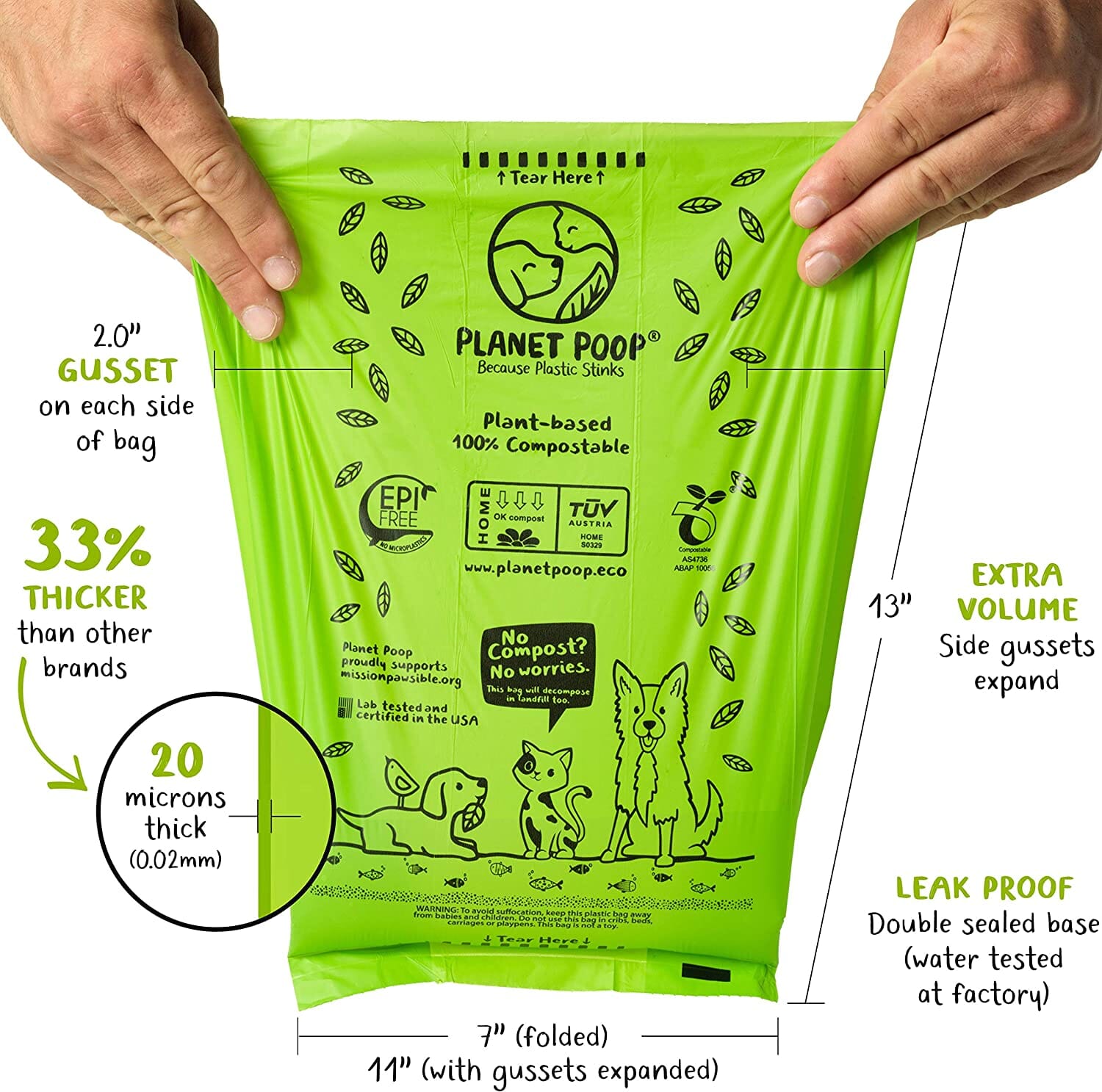 Houndscoop Plant Based Compostable Cat and Dog Poop Bags - 60 Count  