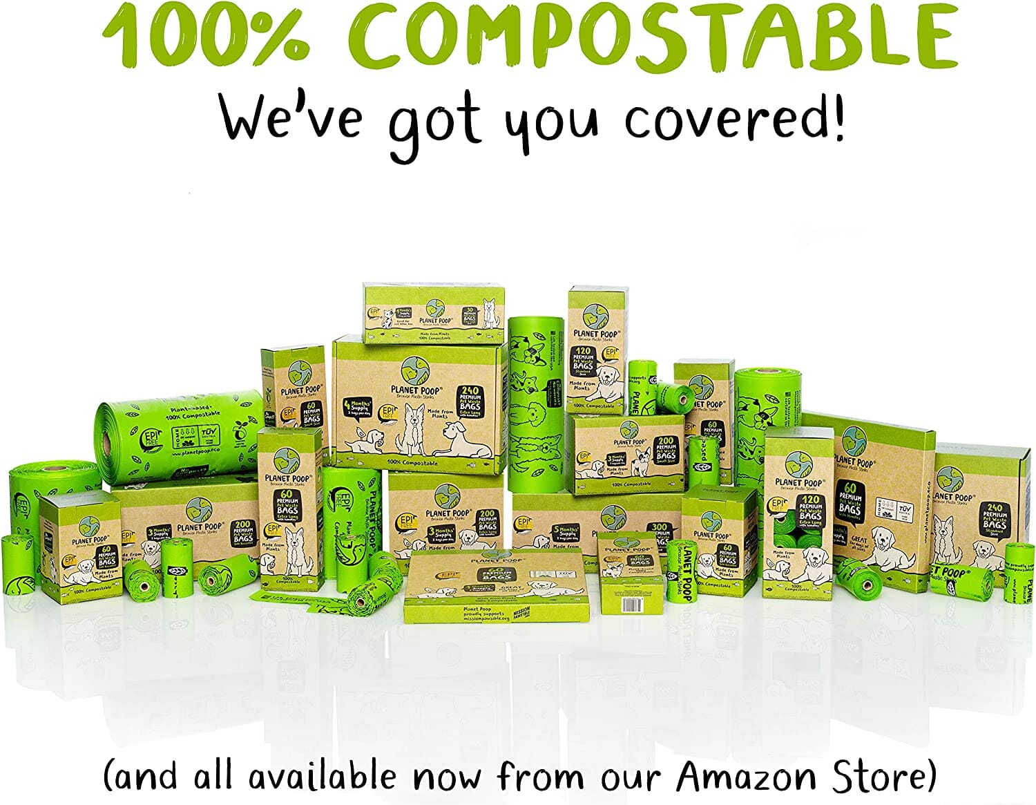 Houndscoop Plant Based Compostable Cat and Dog Poop Bags - 60 Count  