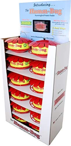 Humm-Bug Protein Hummingbird Feeder Display - Red - 12 Count  