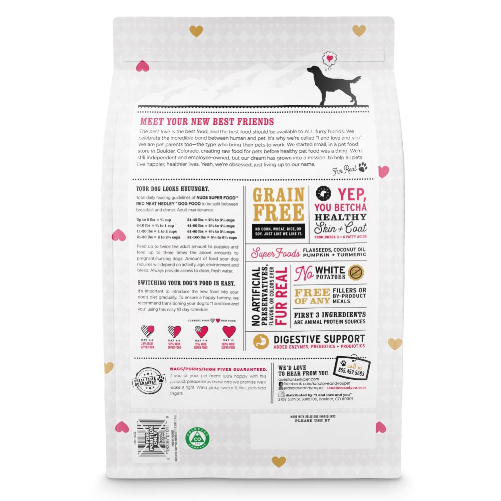 I and Love and You Grain Free Nude Super Food Red Meat Medley Dry Dog Food  