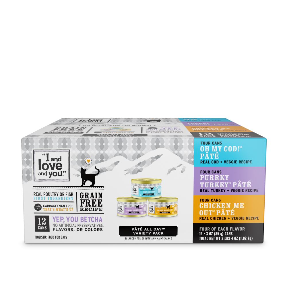 I and Love and You Grain Free Oh My Cod!, Purrkey Turkey, Chicken Me Out Multi-Pack Canned Cat Food  