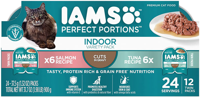 Iams Perfect Portions Indoor Cuts Tuna & Salmon Multi-Pack Canned Cat Food - 2.6 oz - C...
