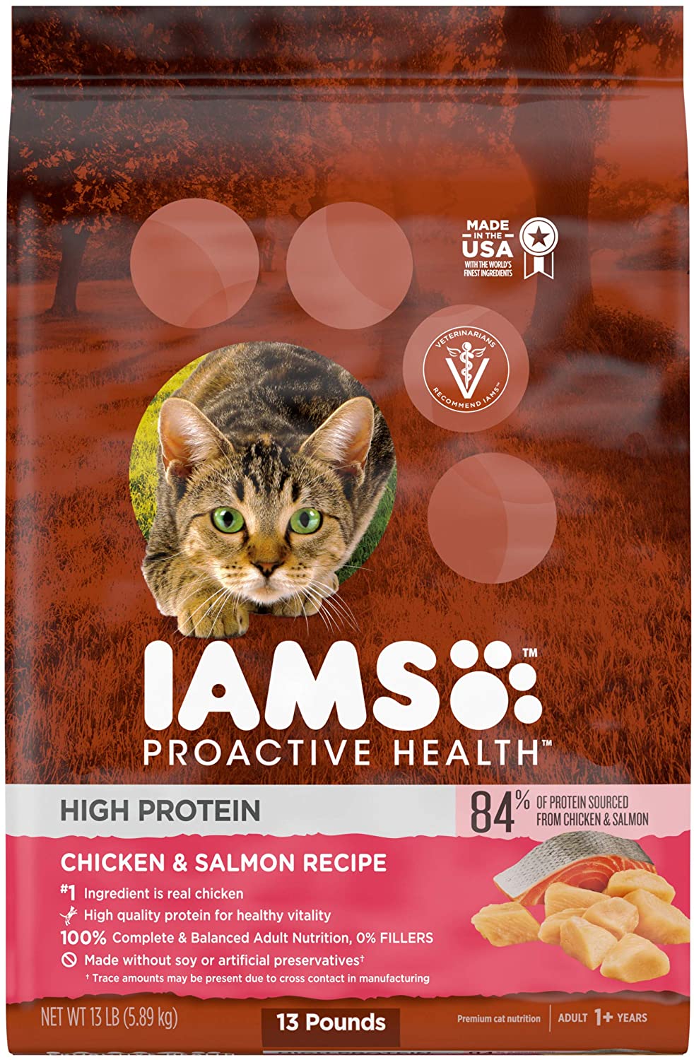 Iams ProActive Health High Protein Chicken & Salmon Dry Cat Food - 13 lb Bag  