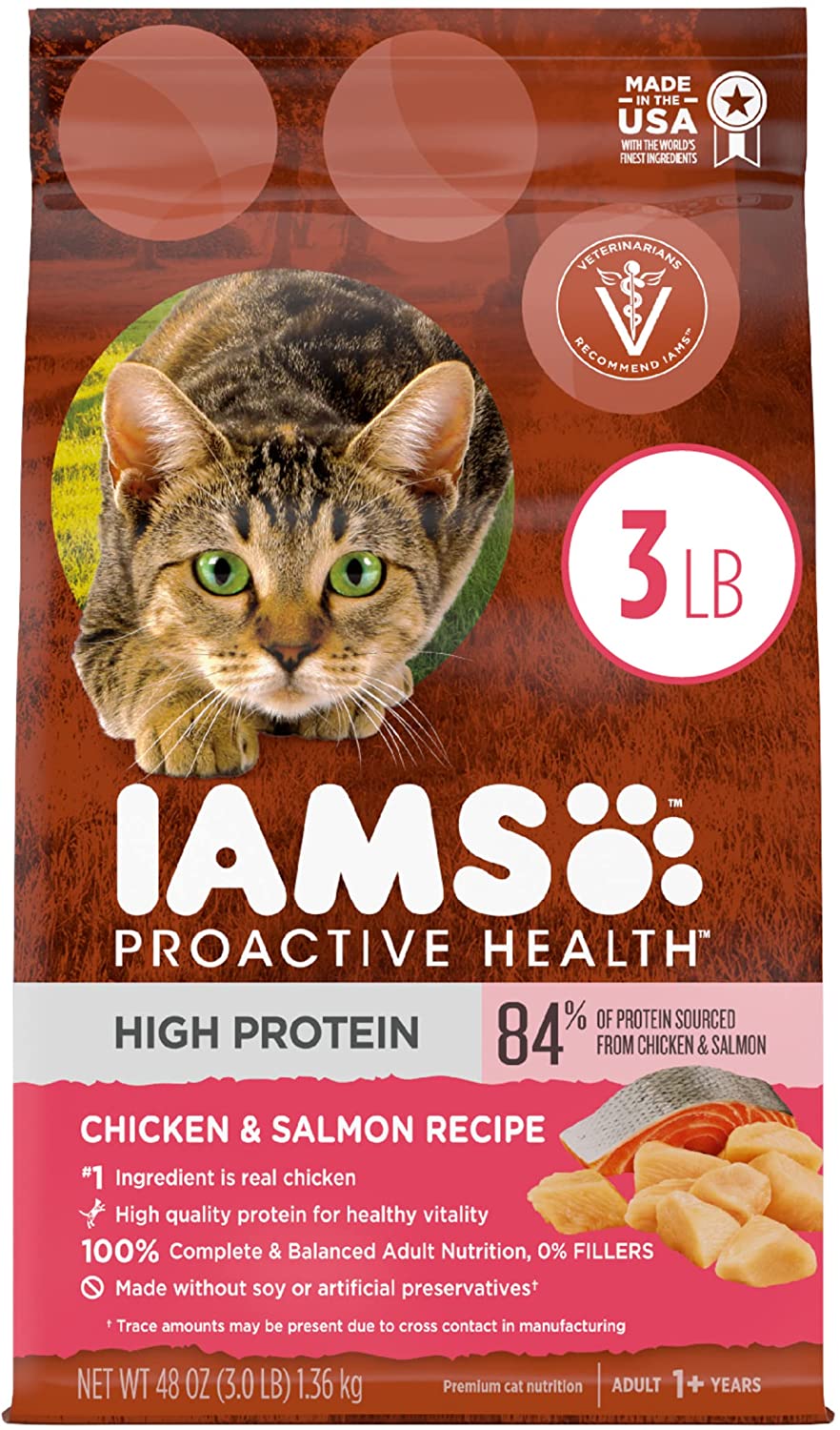 Iams ProActive Health High Protein Chicken & Salmon Dry Cat Food - 3 lb Bag  