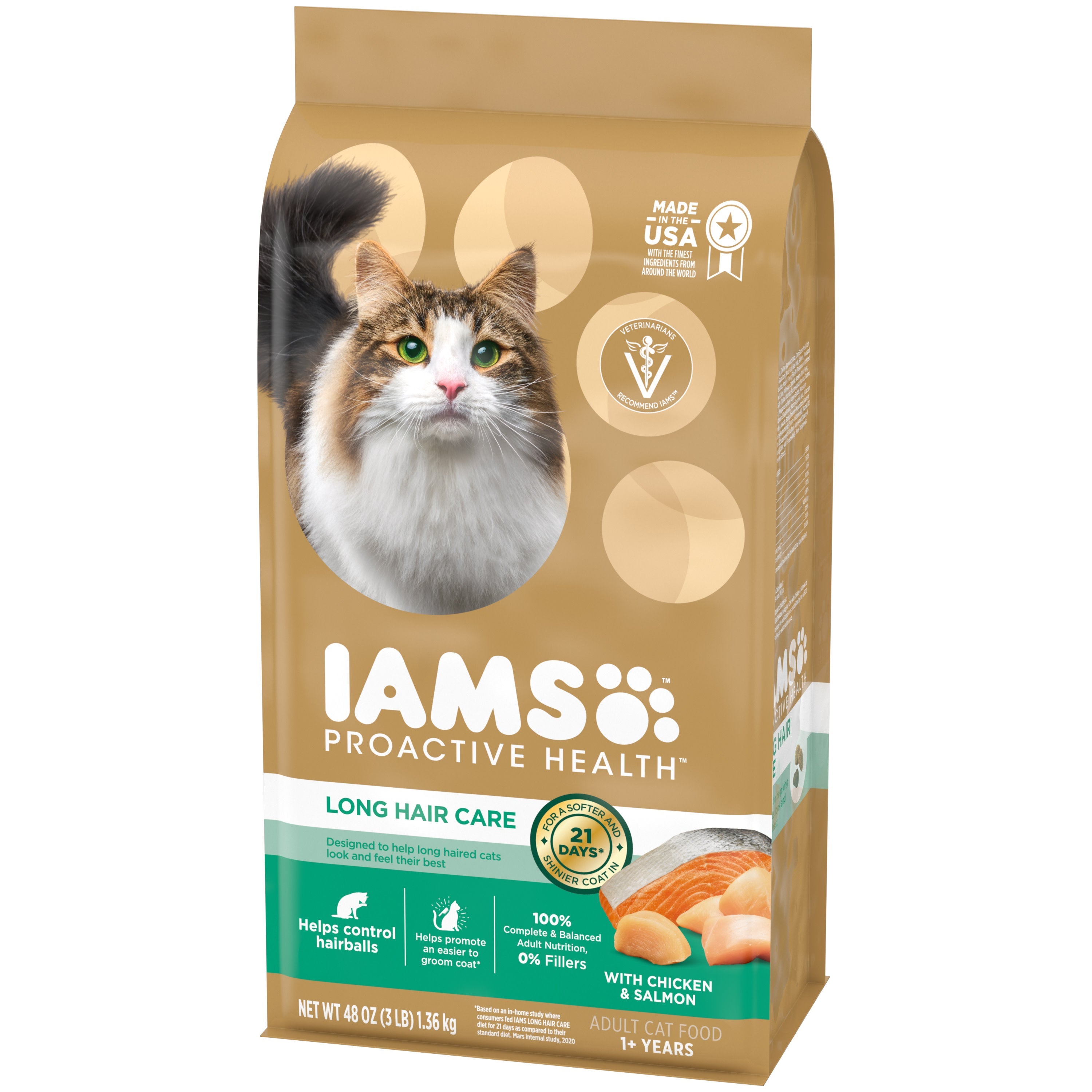 Iams ProActive Health Long Hair Chicken Dry Cat Food - 3 lb Bag  