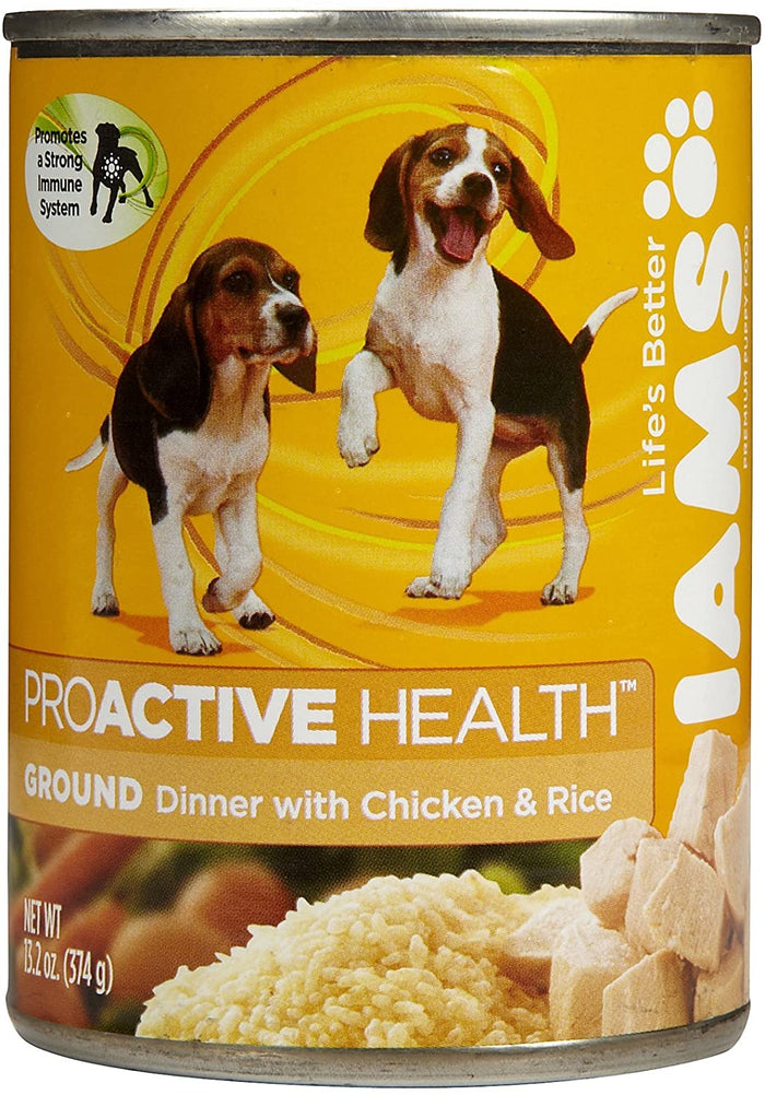 Iams ProActive Puppy Ground Dinner with Chicken and Rice Canned Dog Food - 13 oz - Case...