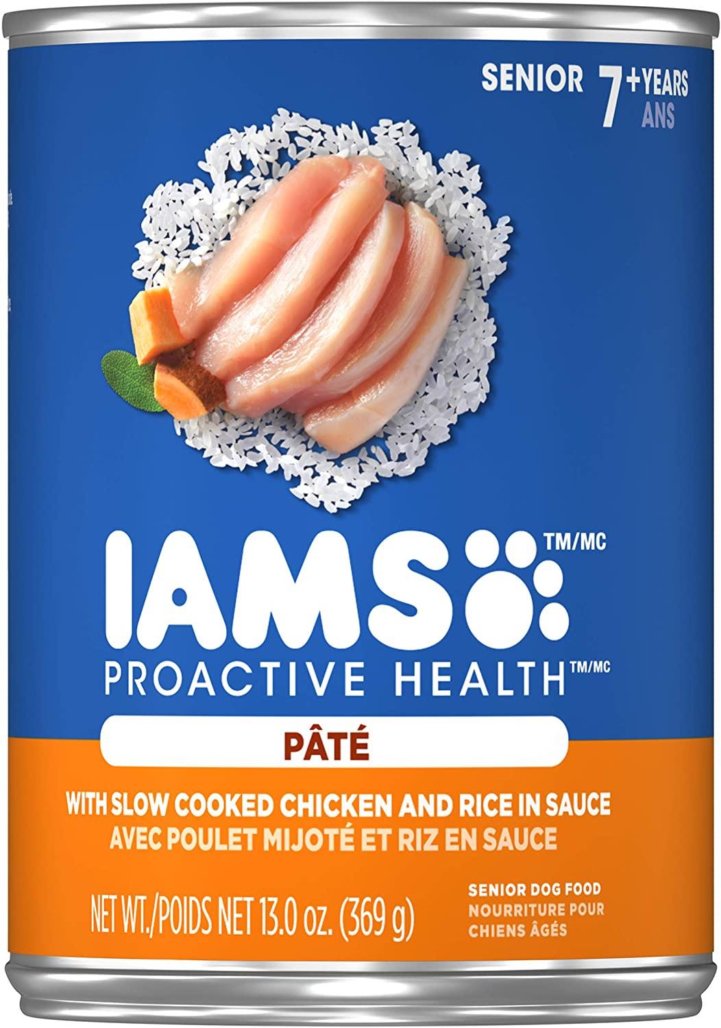 Iams ProActive Senior Slow Cooked Chicken and Rice Canned Dog Food - 13 oz - Case of 12  