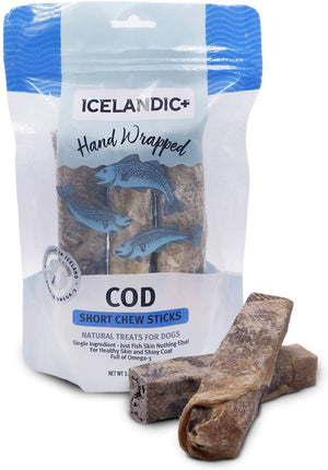 Icelandic+ 3pc/5" Cod Skin Chew Stick Natural Dehydrated Cat and Dog Treats - 5 Inch - ...