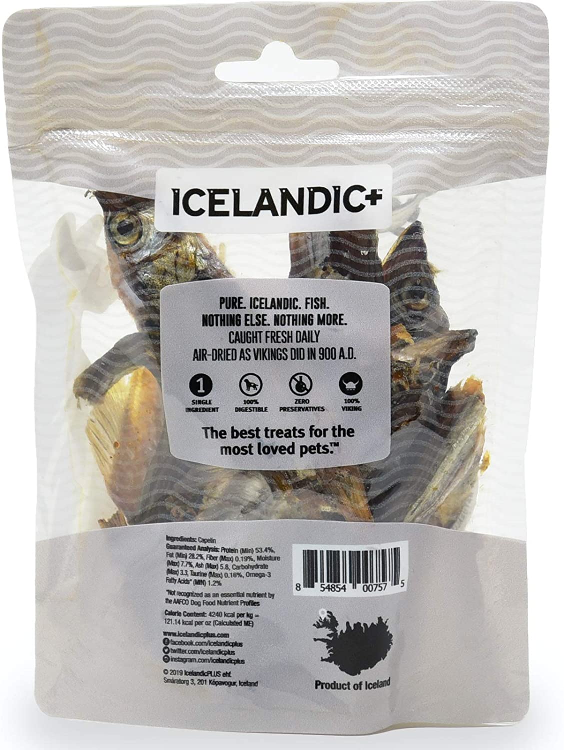 Icelandic+ Capelin Whole Fish Natural Dehydrated Cat Treats - 1.5 oz  