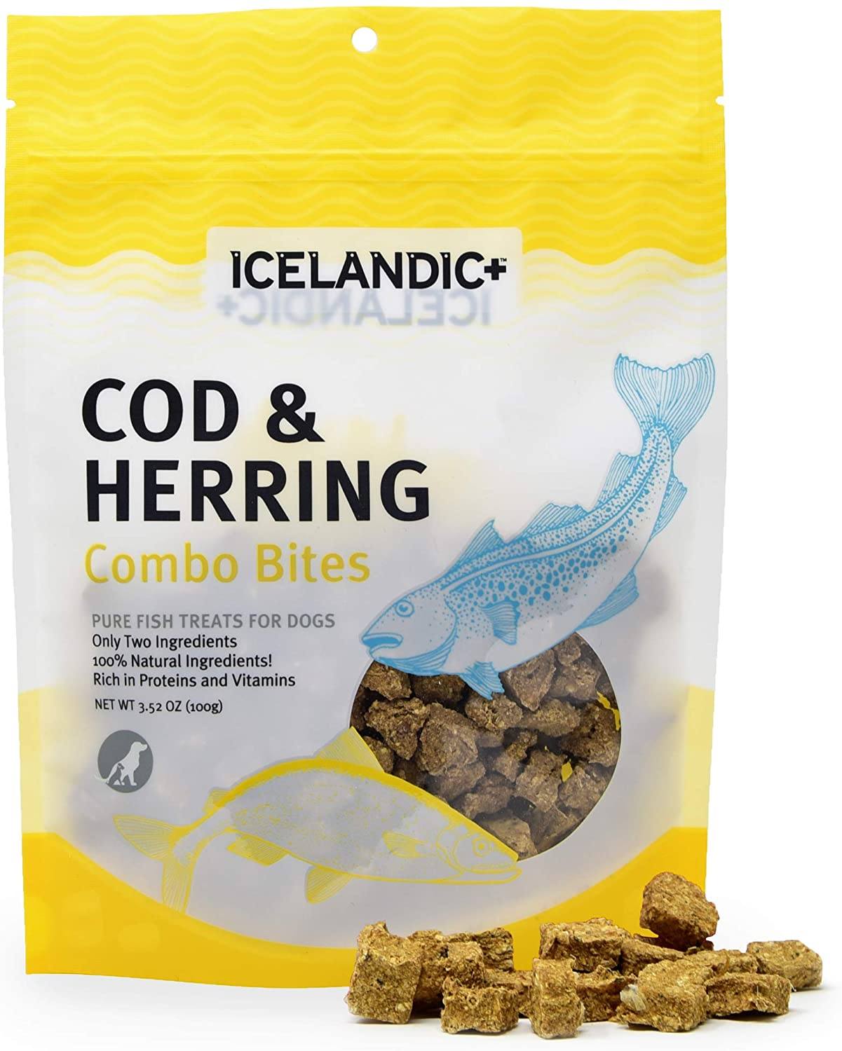 Icelandic+ Cod & Herring Combo Bites Natural Chewy Cat and Dog Treats - 3.52 oz  