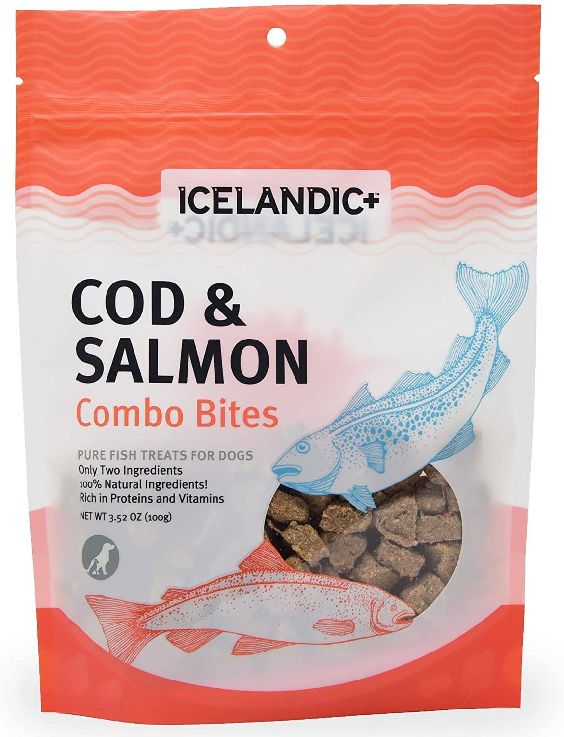 Icelandic+ Cod & Salmon Combo Bites Natural Chewy Cat and Dog Treats - 3.52 oz  