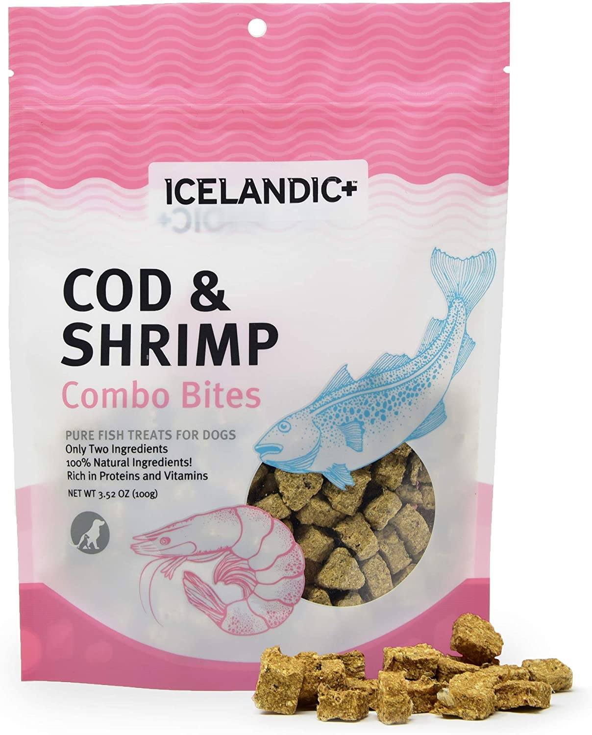 Icelandic+ Cod & Shrimp Combo Bites Natural Chewy Cat and Dog Treats - 3.52 oz  