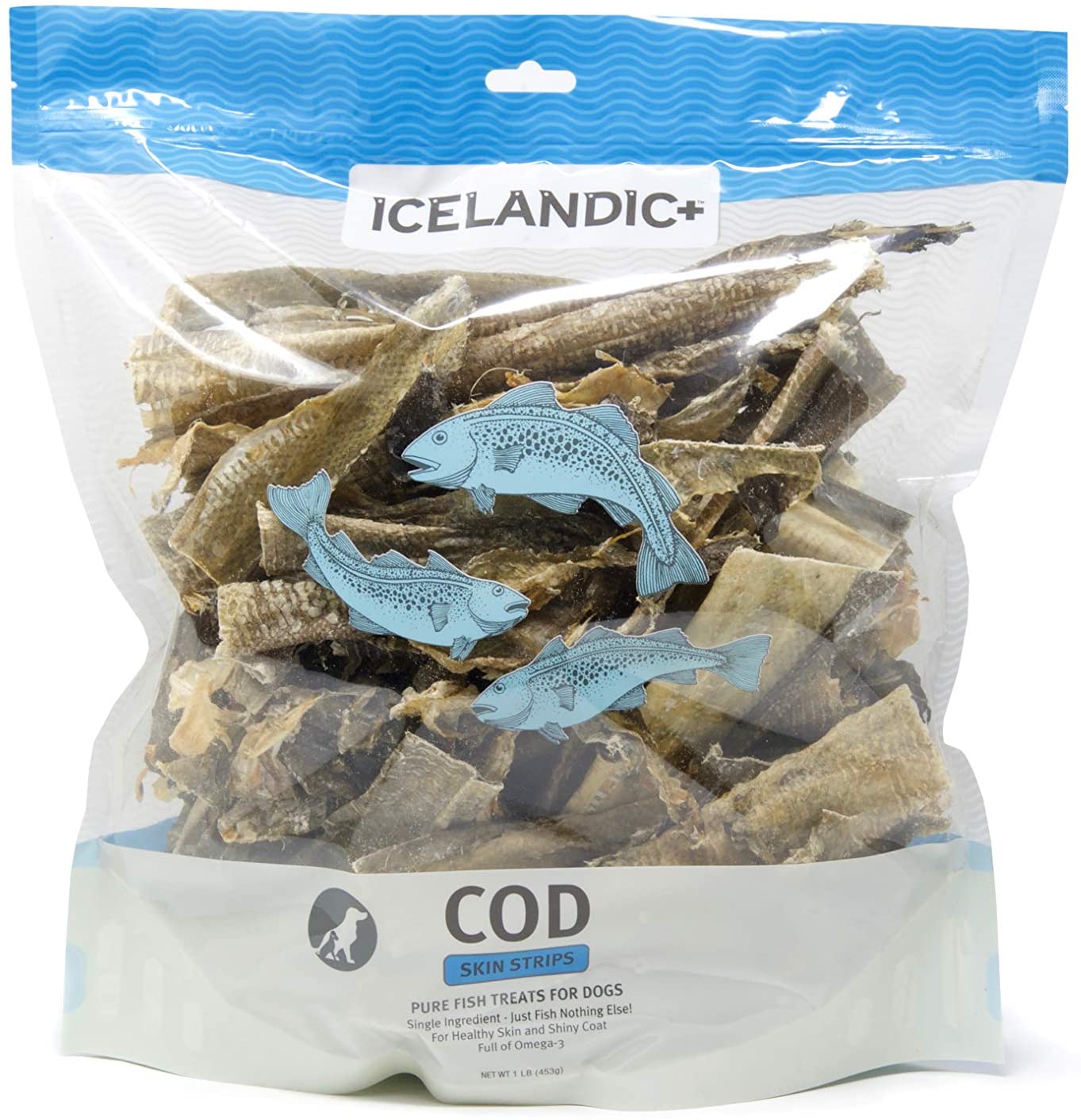 Icelandic+ Cod Skin (Mixed Pieces) Natural Dehydrated Cat and Dog Treats - 16 oz  