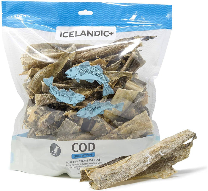 Icelandic+ Cod Skin (Mixed Pieces) Natural Dehydrated Cat and Dog Treats - 8 oz
