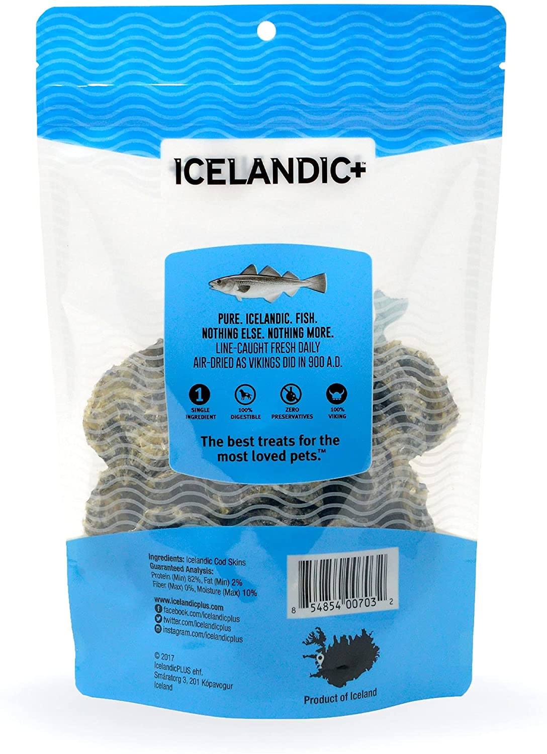 Icelandic+ Cod Skin Rolls Natural Dehydrated Cat and Dog Treats - 3 oz  