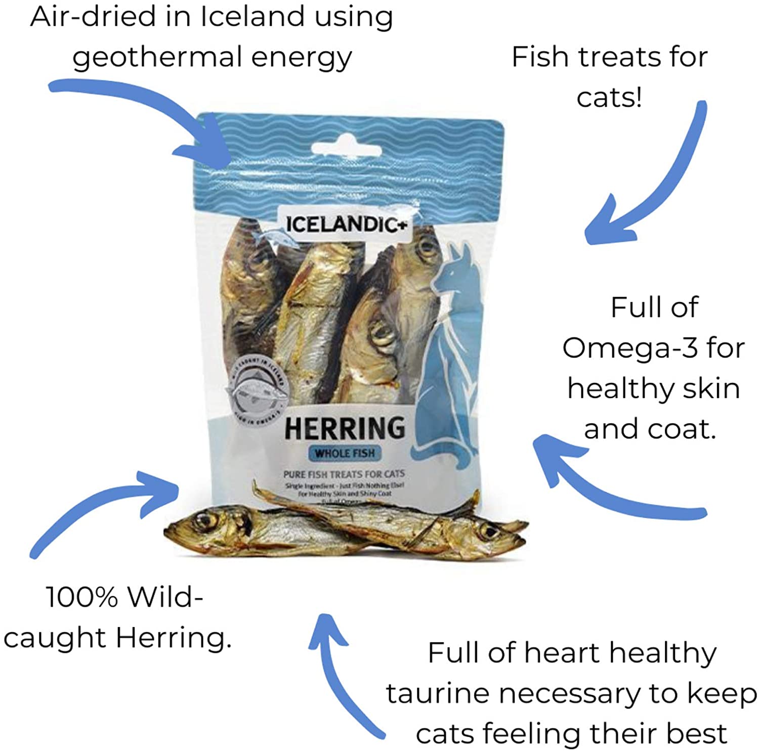 Icelandic+ Herring Whole Fish Natural Dehydrated Cat Treats - 1.5 oz  