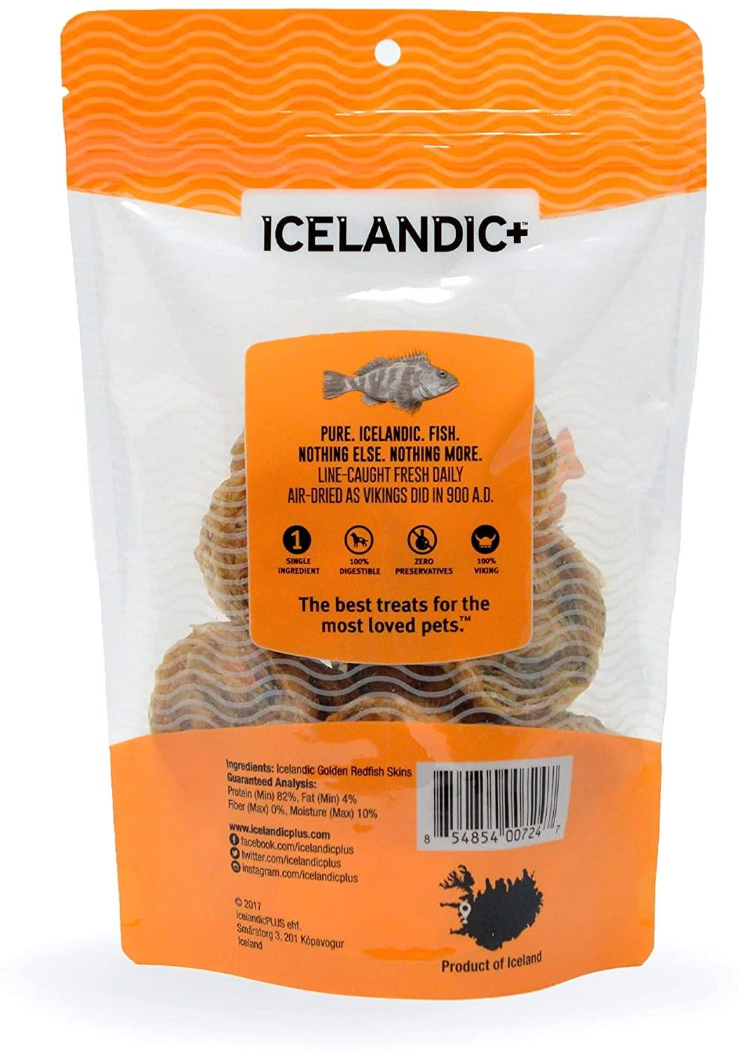 Icelandic+ Redfish Skin Rolls Natural Dehydrated Cat and Dog Treats - 3 oz  