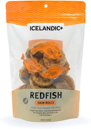 Icelandic+ Redfish Skin Rolls Natural Dehydrated Cat and Dog Treats - 3 oz