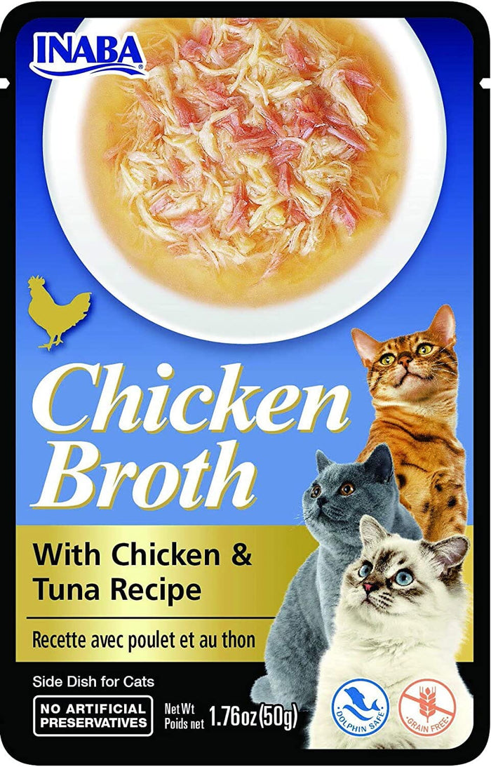 Inaba Chicken Broth Side Dish for Cats Cat Treats - Chicken and Tuna - 1.76 Oz - 6 Pack