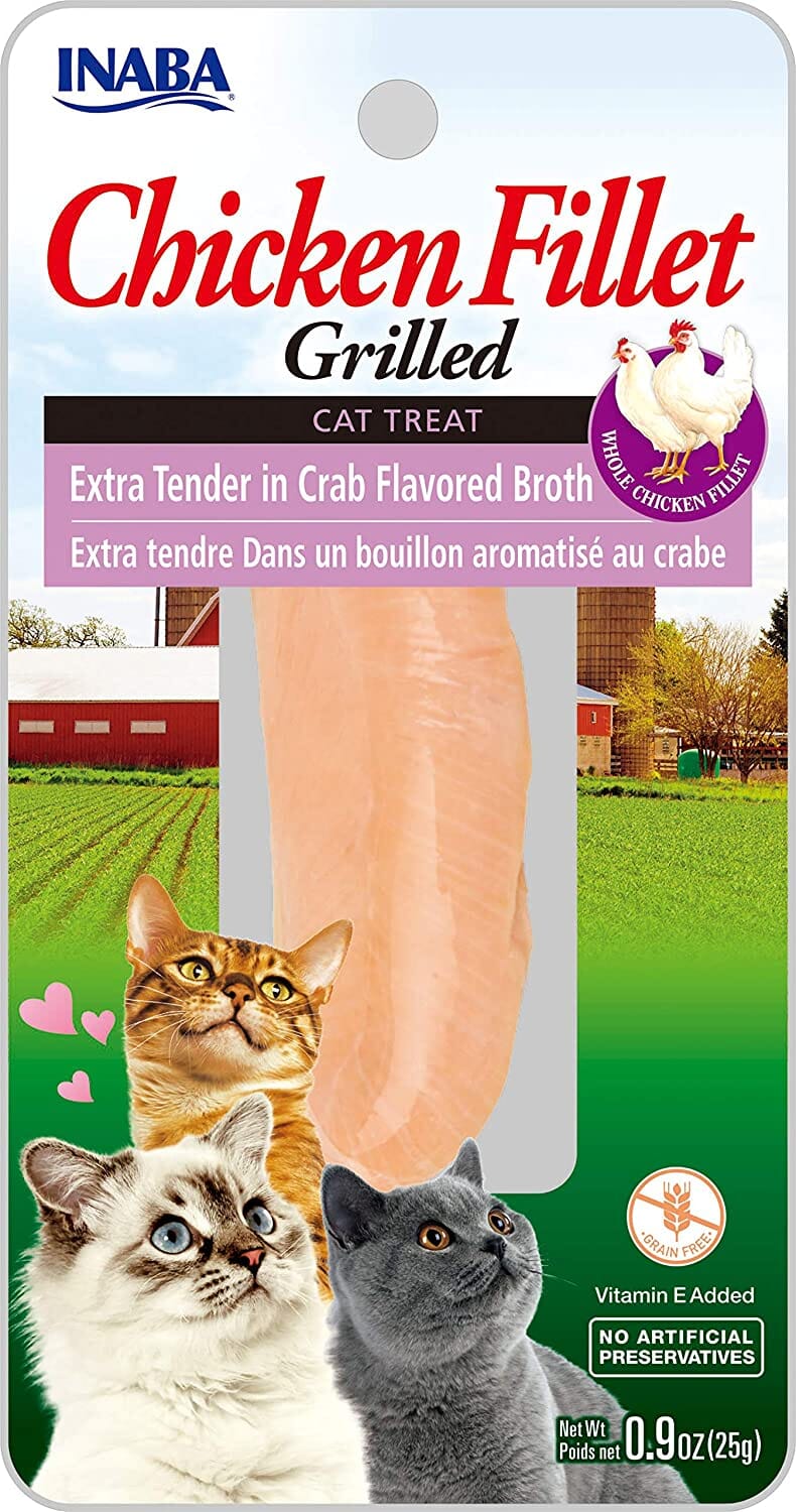 Inaba Chicken Fillet Grilled Xtend with Flavor Broth Cat Treats - Crab - .9 Oz - 6 Pack  