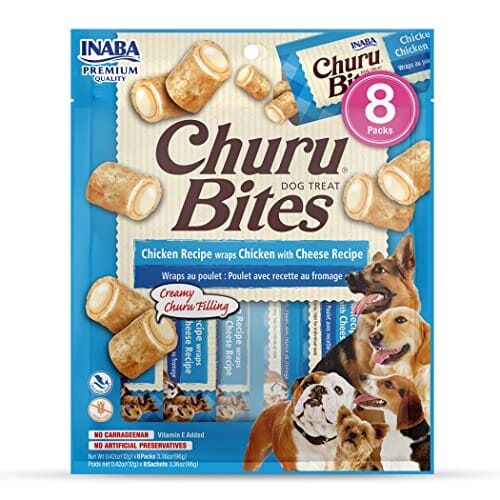 Inaba Churu Bites Soft and Chewy Dog Treats - Chicken and Cheese - .42 Oz - 8 Pack - 6 Pack  