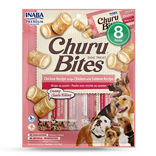 Inaba Churu Bites Soft and Chewy Dog Treats - Chicken and Salmon - .42 Oz - 8 Pack - 6 ...