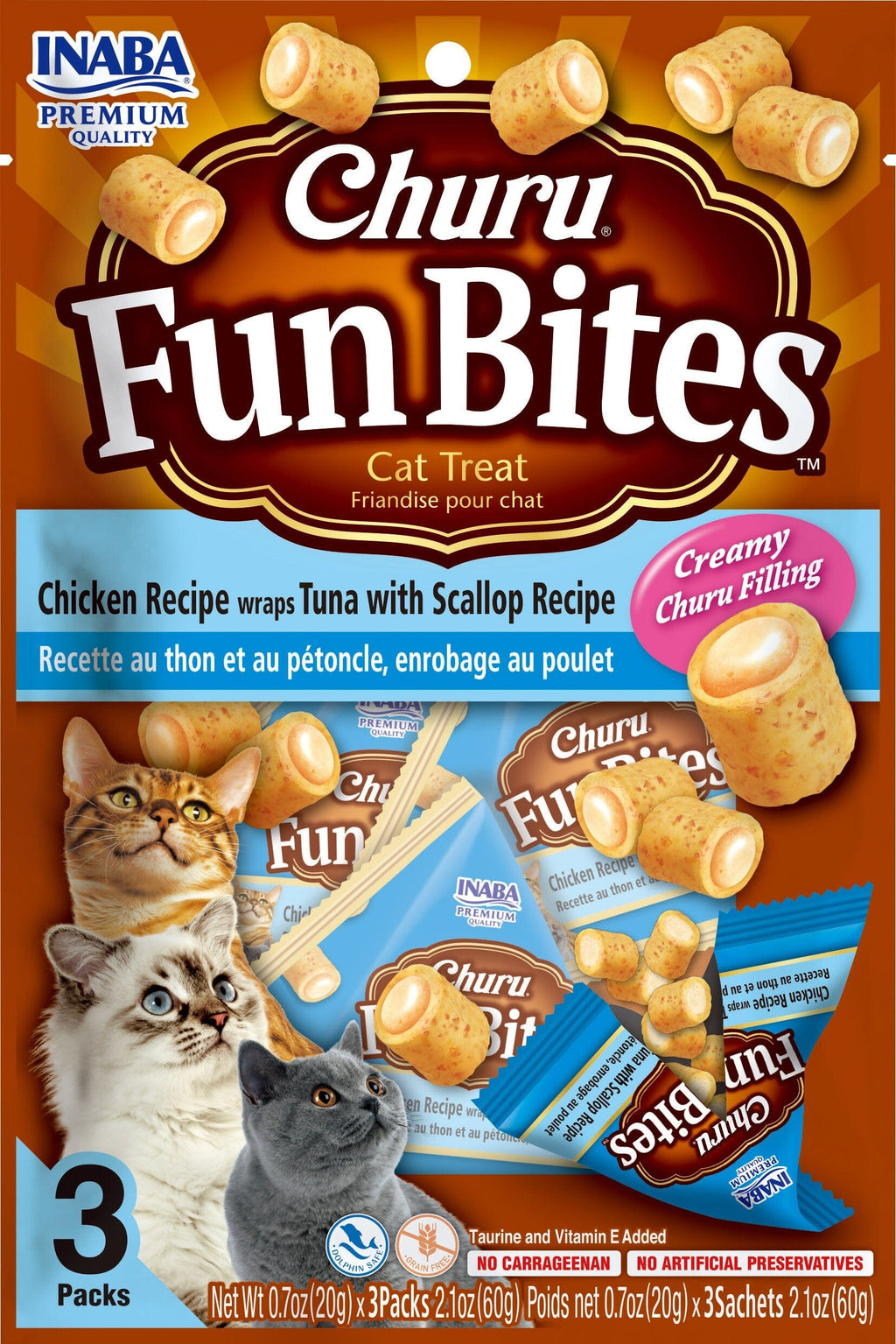 Inaba Churu Fun Bites Cat Treats - Tuna and Scallop - 2.01 Oz - 6 Pack  