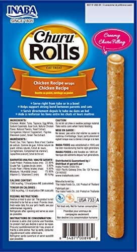 Inaba Churu Rolls Cat Treats - Chicken - .35 Oz - 4 Pack - 6 Pack  