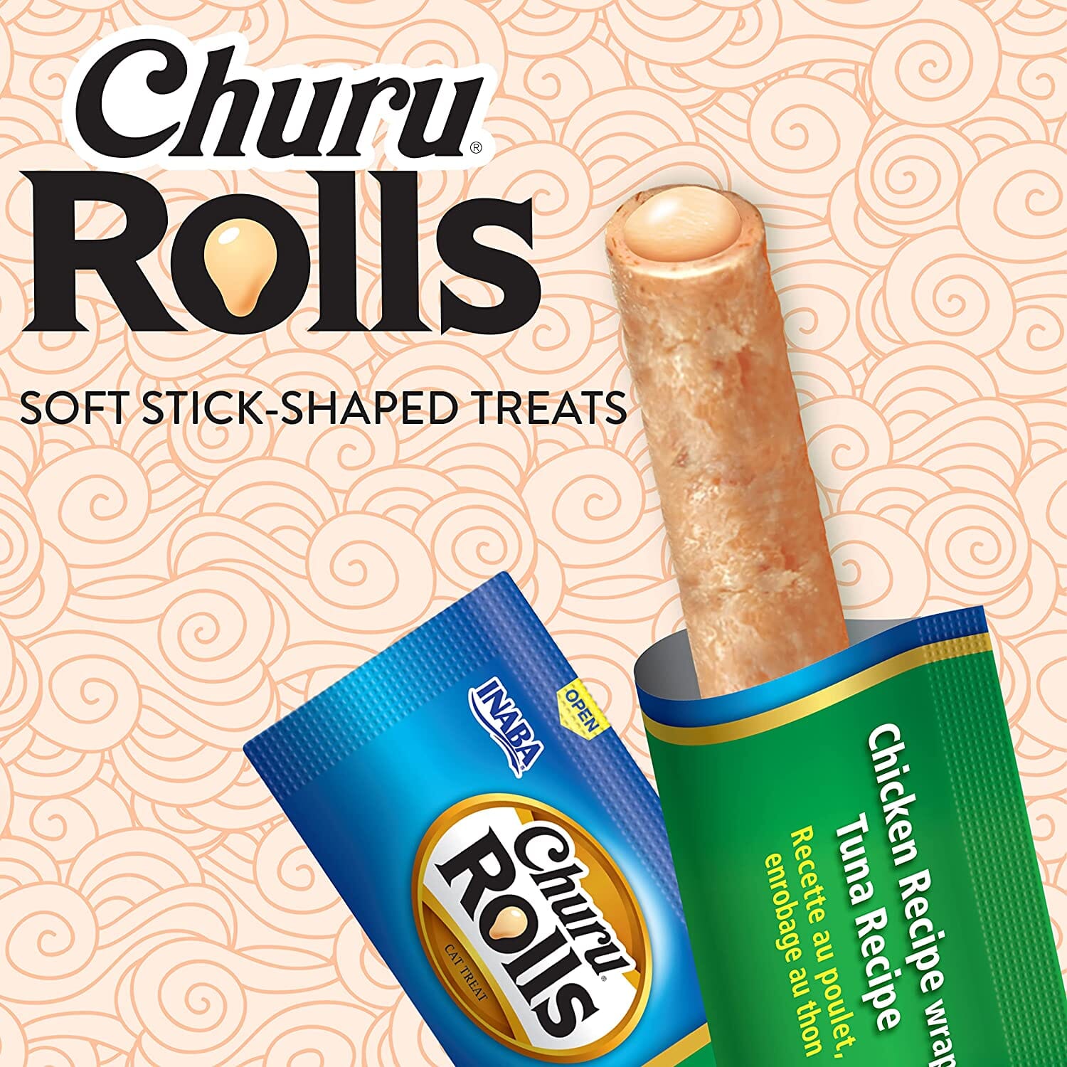 Inaba Churu Rolls Cat Treats - Tuna and Scallop - .35 Oz - 4 Pack - 6 Pack  