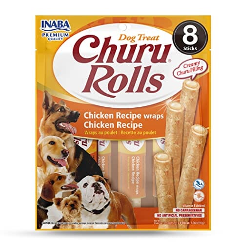 Inaba Churu Rolls Soft and Chewy Dog Treats - Chicken - .42 Oz - 8 Pack - 6 Pack  