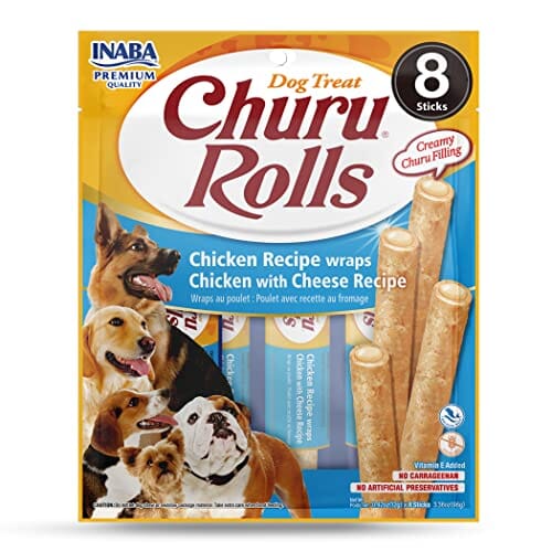 Inaba Churu Rolls Soft and Chewy Dog Treats - Chicken and Cheese - .42 Oz - 8 Pack - 6 Pack  