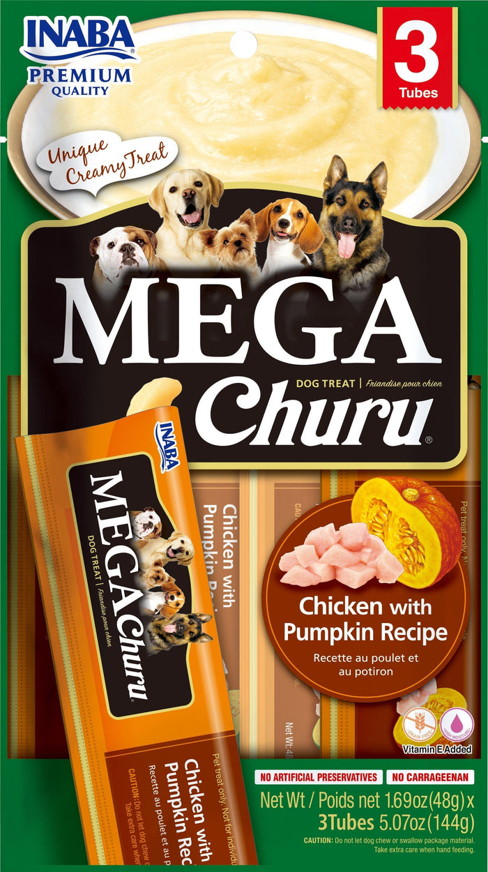 Inaba Mega Churu Soft and Chewy Dog Treats - Chicken and Pumpkin - 5.07 Oz - 6 Pack