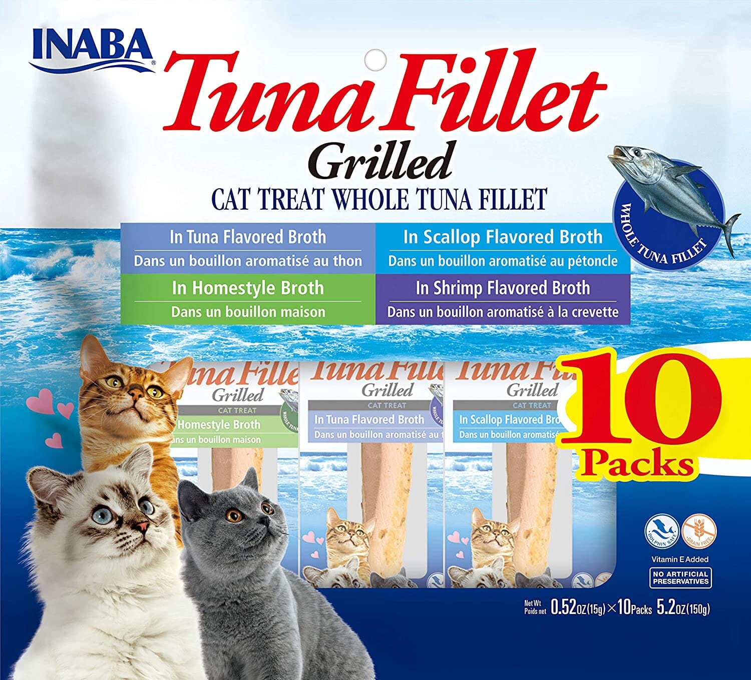 Inaba Tuna Fillet Grilled Variety Pack Cat Treats - Assorted - .52 Oz - 10 Pack  