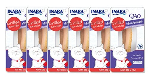 Inaba Tuna Fillet Grilled with Flavored Broth Cat Treats - Shrimp - .52 Oz - 6 Pack  