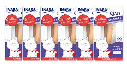 Inaba Tuna Fillet Grilled with Flavored Broth Cat Treats - Shrimp - .52 Oz - 6 Pack