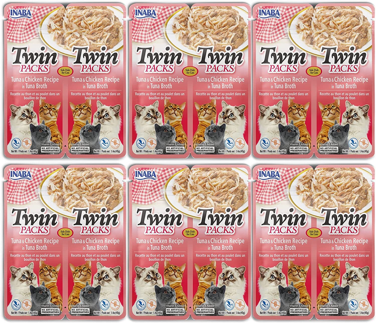 Inaba Twin Packs In Flavored Broth Cat Treats - Tuna and Chicken - 1.4 Oz - 2 Pack - 6 Pack  