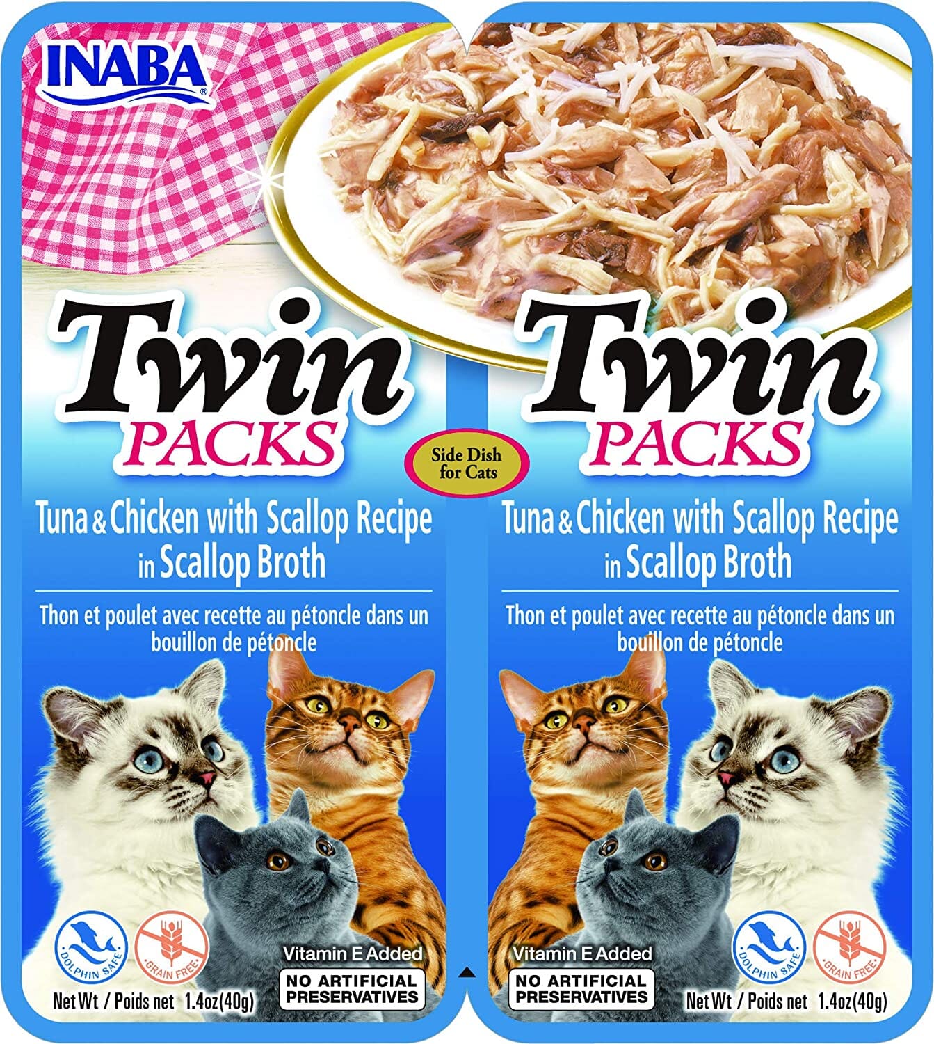 Inaba Twin Packs In Flavored Broth Cat Treats - Tuna Chicken and Scallop - 1.4 Oz - 2 Pack - 6 Pack  