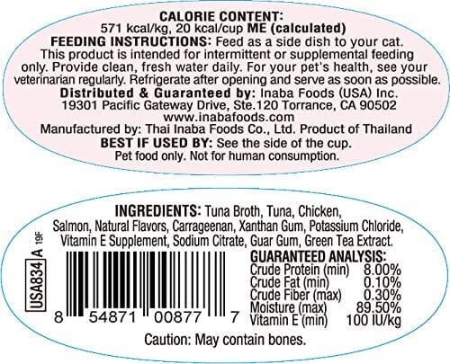 Inaba Twins Side Dish for Cats Cat Treats - Tuna Chicken and Salmon - 1.23 Oz - 2 Pack - 6 Pack  