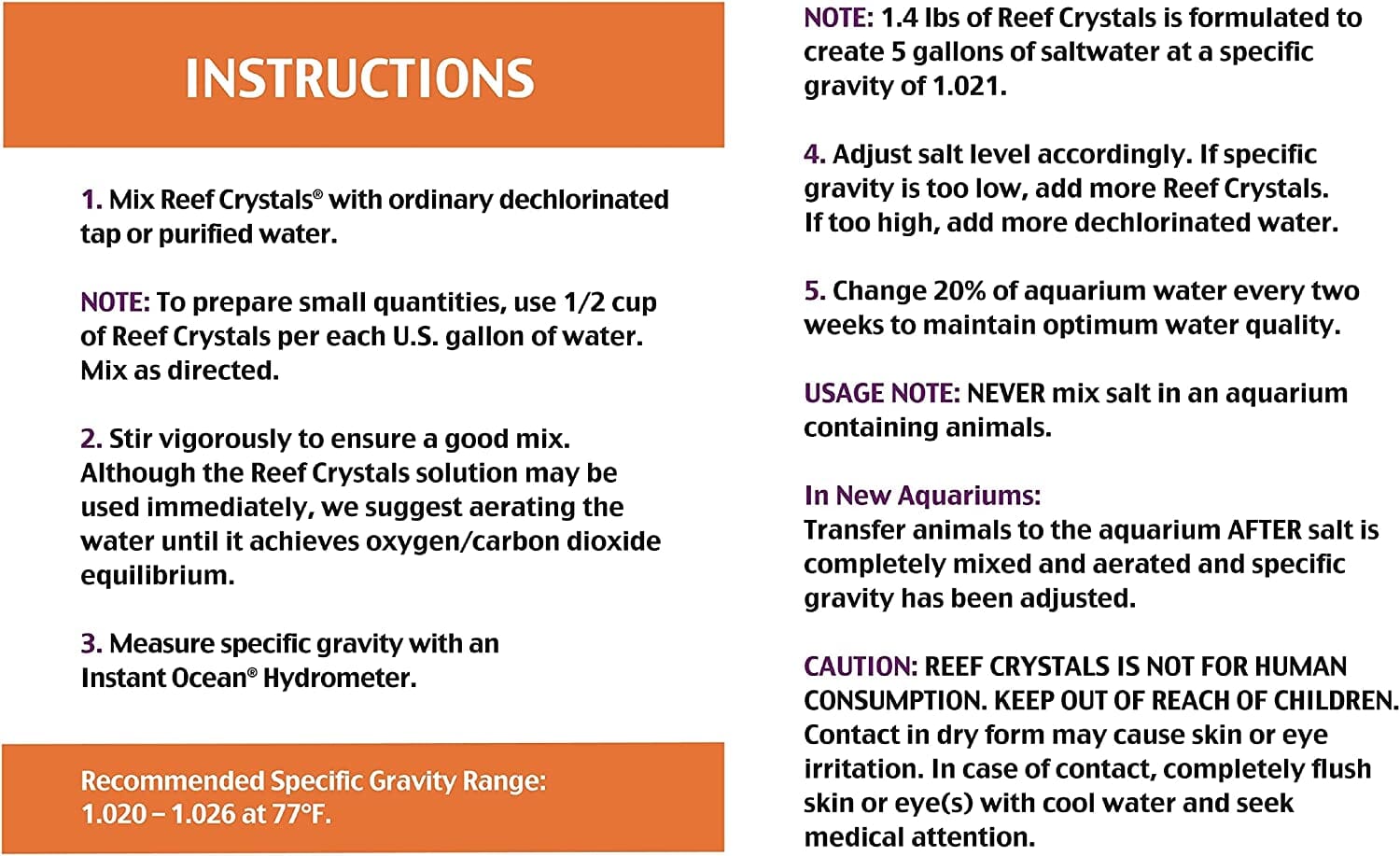 Instant Ocean Reef Crystals Reef Salt Box Aquarium Marine Salt - 50 Gal  