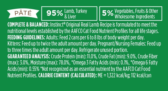 Instinct Grain-Free Lamb Formula Canned Cat Food  