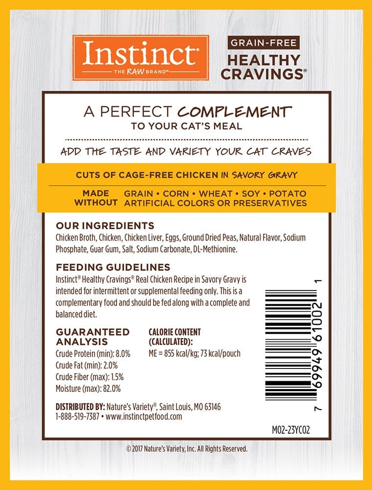 Instinct Healthy Cravings Grain Free Tender Chicken Recipe Meal Topper Pouches for Cats  