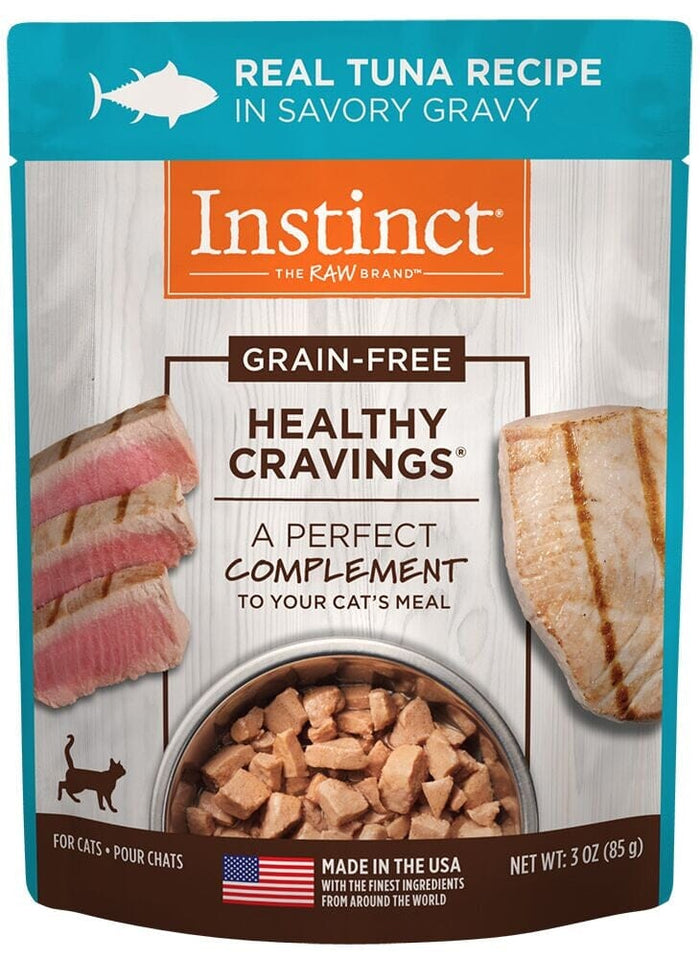 Instinct Healthy Cravings Grain Free Tender Tuna Recipe Meal Topper Pouches for Cats