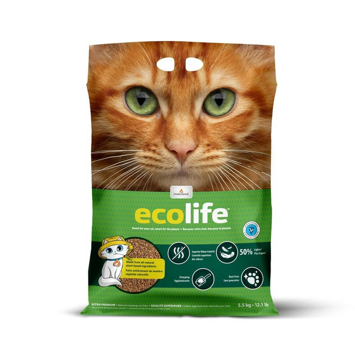 Intersand Alternative Premium Clumping ECO Life Unscented Cat Litter - 12 lb Bag (5.44kg)  