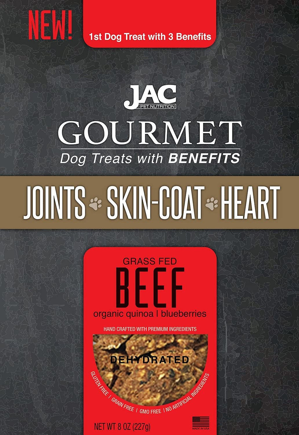 JAC Pet Nutrition Joint Skin Coat and Heart Beef Dehydrated Dog Treats - 8 oz  