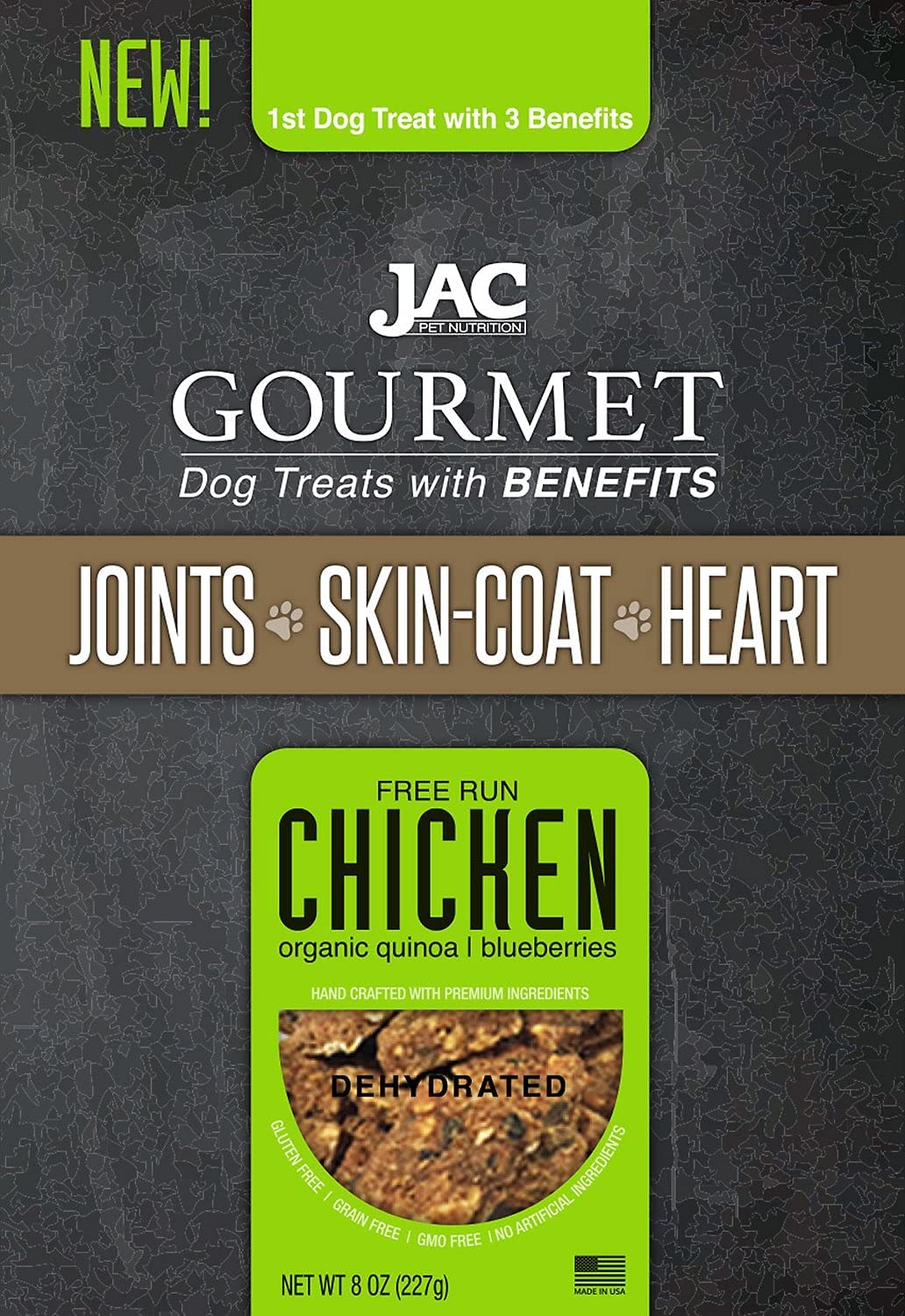 JAC Pet Nutrition Joint Skin Coat and Heart Chicken Dehydrated Dog Treats - 8 oz  