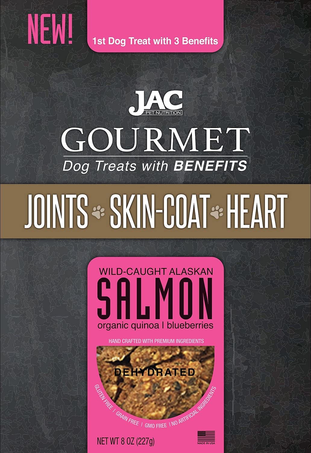 JAC Pet Nutrition Joint Skin Coat and Heart Salmon Dehydrated Dog Treats - 8 oz  