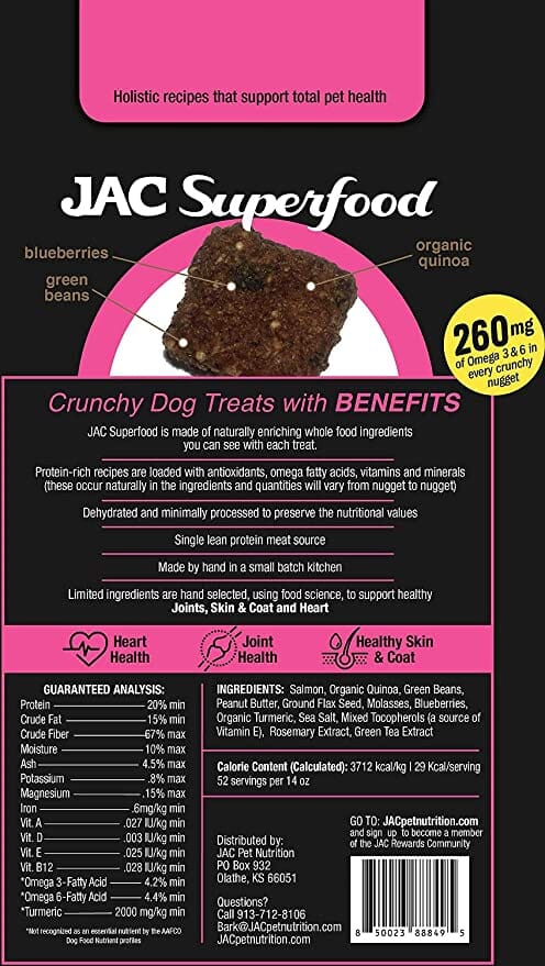 JAC Pet Nutrition Salmon (joint, skin, coat, heart) Dog Treats - 14 Oz  