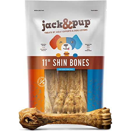 Jack & Pup 11" Shin Bones Dog Natural Chews - 10 ct Bag  