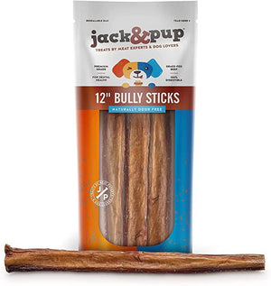 Jack & Pup 12" Bully Sticks BULK Box Dog Natural Chews - Case of 100