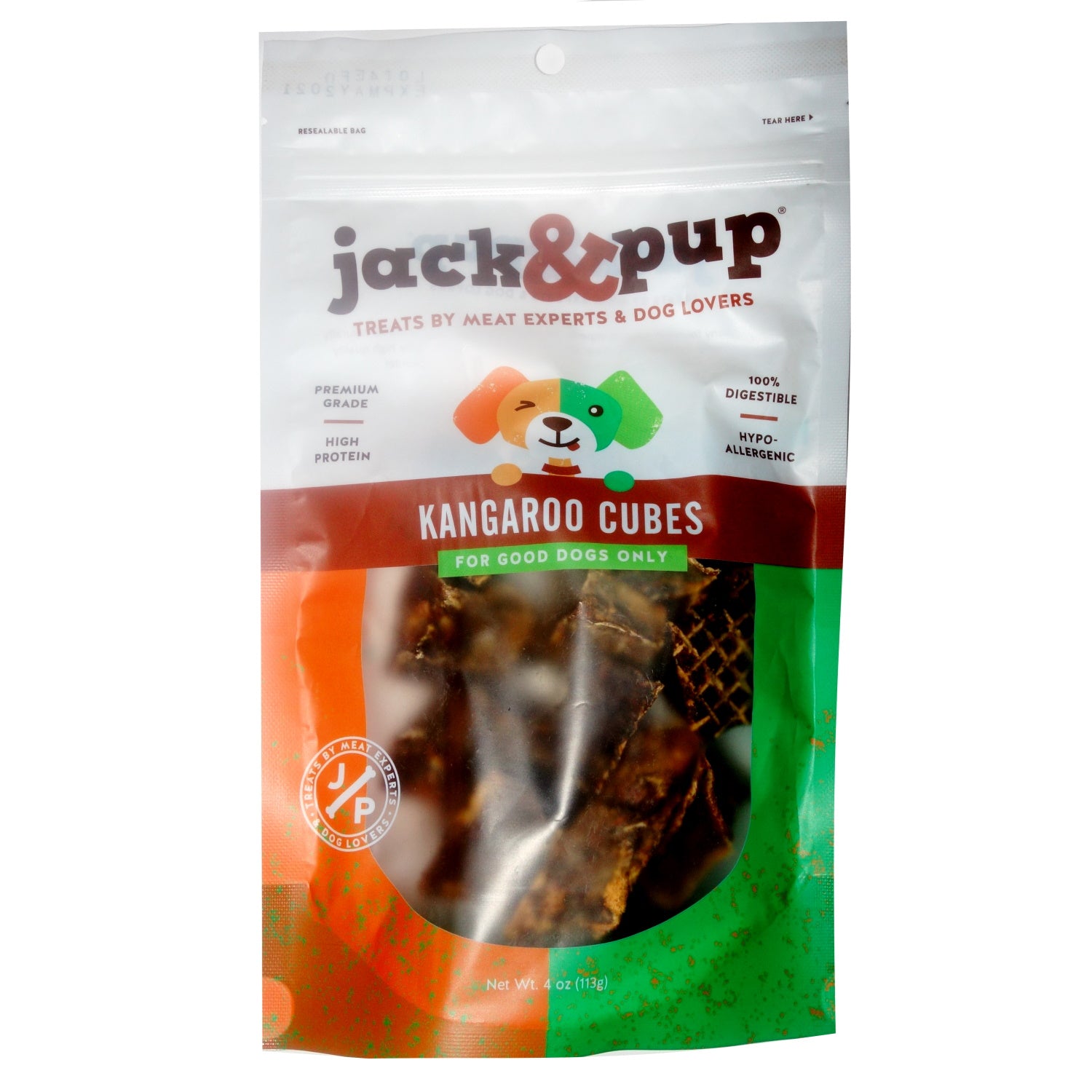 Jack & Pup Kangaroo Cubes Dog Natural Chews - 4 oz Bag  